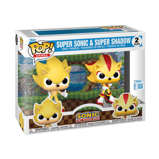 Funko Pop! Super Sonic & Super Shadow (2 - Pack, Flocked) - Sonic The Hedgehog - Figz